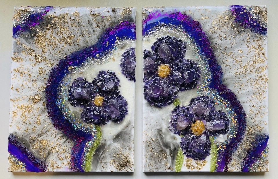 Decoración de pared con cristales de amatista Foto 3 de 4