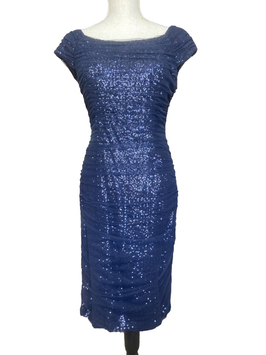 LRL Ralph Lauren Evening All Over Sequin Sheath Dress Navy Blue Womens 8 LRL Ralph Lauren Evening All Over Sequin Sheath Dress Navy Blue Womens 8