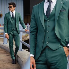Men Suits Slim Fit Notch Lapel 2 Piece Set Business Casual Trendy Pantsuits