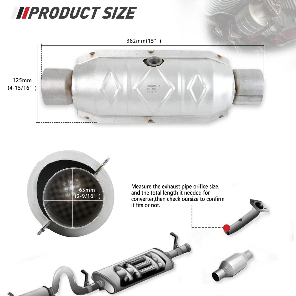 2.5" In/Out Catalytic Converter Stainless Steel Weld-On For Mazda Miata MX-5 - Image 2 of 4