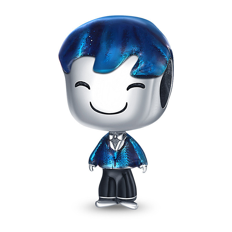 Sterling Silver 925 Groom Prom Boy Charm Wedding Pendant Gift for Husband