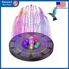New Solar Fountain Pump Bird Bath Solar Power Glass Panel 6 LED Light for Pond