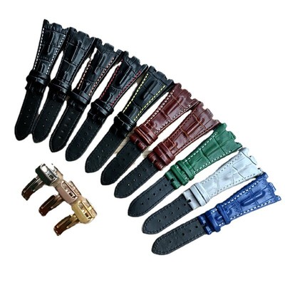 Folding Buckle Genuine Leather Watch Band Strap 28mm for AP Royal Oak Offshore