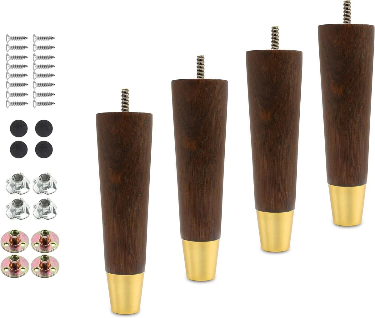 4pcs 7 Inch Wood Furniture Legs Straight Conical Solid Wood 7