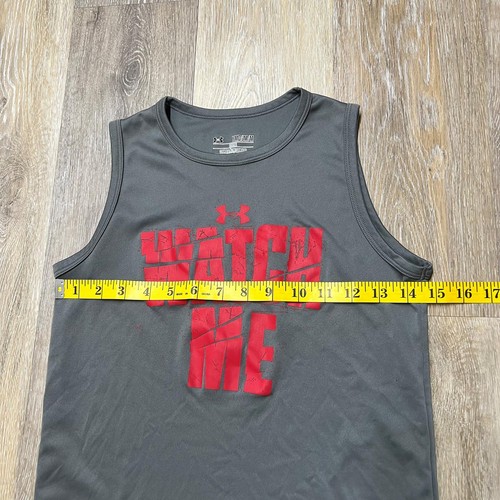 UNDER ARMOUR Heat Gear Graphic Print Gray Pullover Tank Tops Boy's Size Medium - Picture 8 of 8