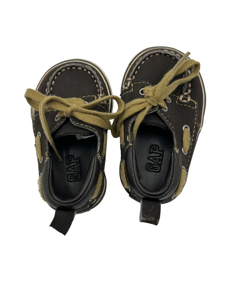 Baby Gap Boat Shoes Loafers Infant Size 3 brown Laces - Image 4 of 4