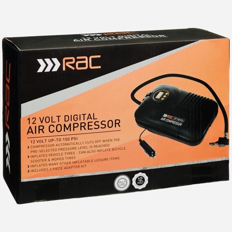 Rac 12v Car Compact Lightweight 150psi Digital Air Compressor Inc 3p Adaptor Kit For Sale Online Ebay