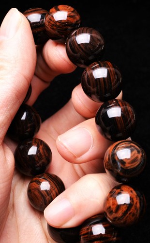 16.2mm Natural Black Auralite 23 Crystal Crystal Gemstone Round Beads Bracelet - Picture 6 of 7