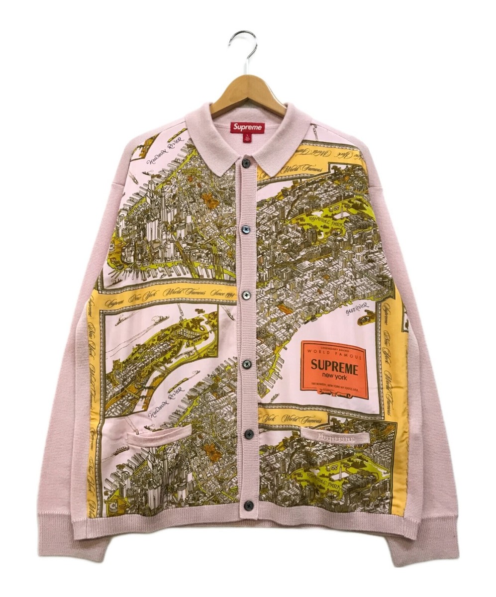 SUPREME silk map cardigan Pink× Yellow | eBay