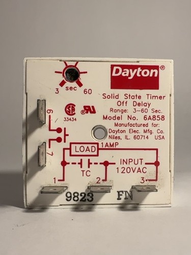 Dayton 6A858 120 Vac Off-Time Solid State Timer - Picture 3 of 3