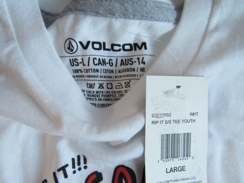 Camiseta para niños Youth Volcom Rip It Frog 100 % algodón blanca nueva con etiquetas - Imagen 2 de 4