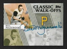 Bill Mazeroski Autograph Auto 2012 Topps Classic Walk-Offs Pirates Card - COA