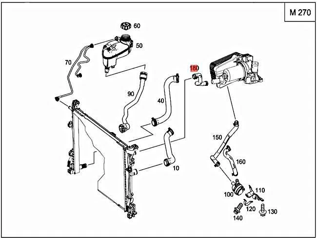 Genuine MERCEDES BBDC W242 C117 W176 X117 Coolant line 2465010258 