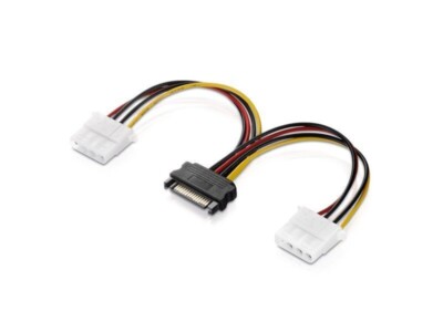 Adapter Netzteil Kabel 15 polig SATA Anschluss auf 2-mal 4 polig IDE Anschluss