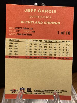 2004 Fleer Tradition “The National” Football Card #1 Jeff Garcia