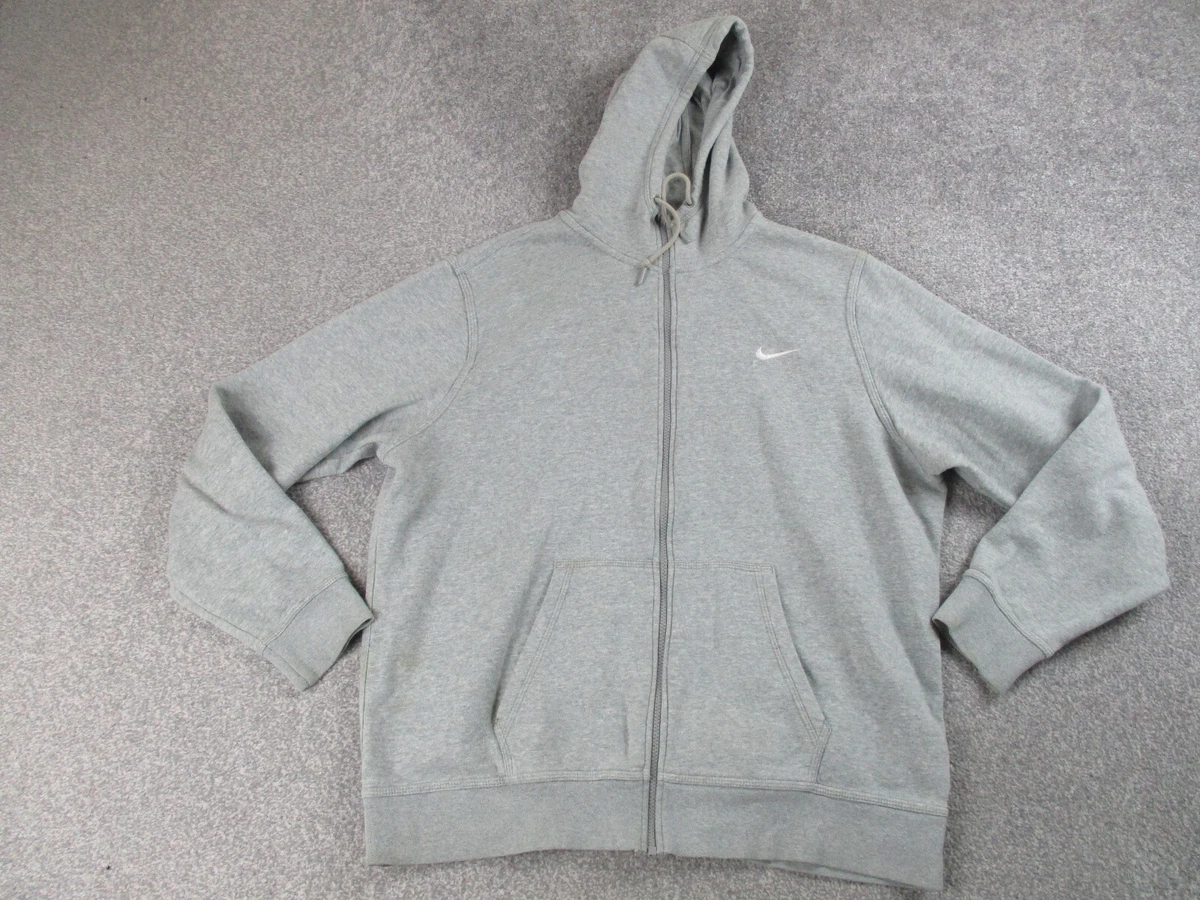 Nike Hoodie Womens 2XL XXL Grey Full Zip Long Sleeve Logo Sweater