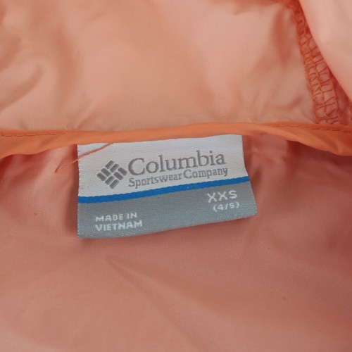 Columbia Hooded Long Sleeve Windbreaker Jacket Girls XXS (4/5) Orange Lime Green - Picture 6 of 7