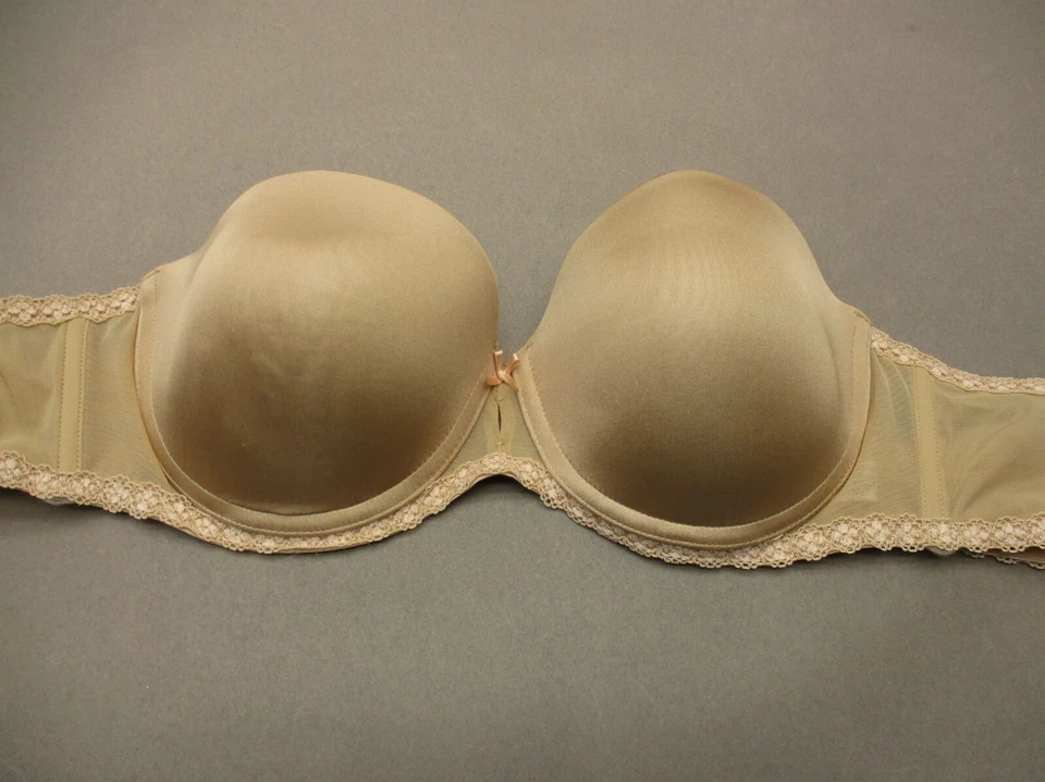 Sujetador sin tirantes 36B btempt'd para mujer beige forrado con aros cierre trasero 8K Foto 2 de 4