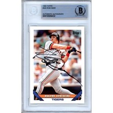 Rob Deer Signed 1993 Topps #243 Detroit Tigers Beckett BAS Slabbed MLB Auto
