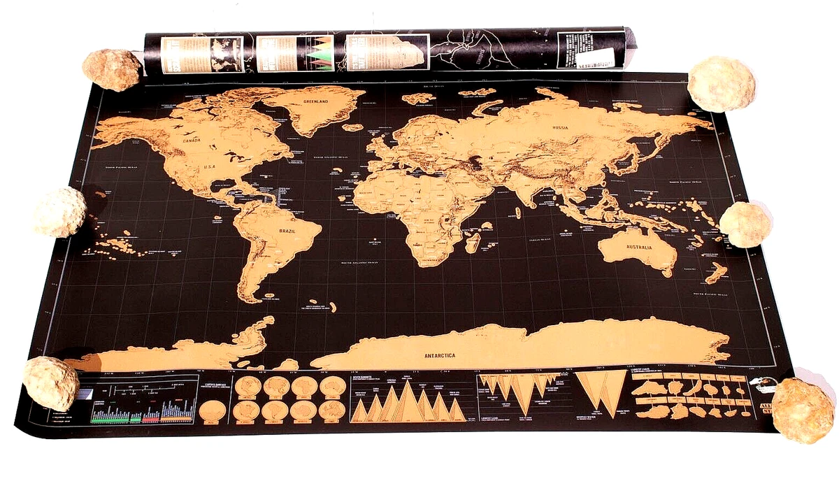 Deluxe Edition SCRATCH MAP 2Sided Poster Carte Monde A Gratter Travel