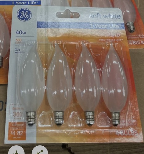 BULB 40W CA BASE EC SW 16 PACK - Picture 2 of 2