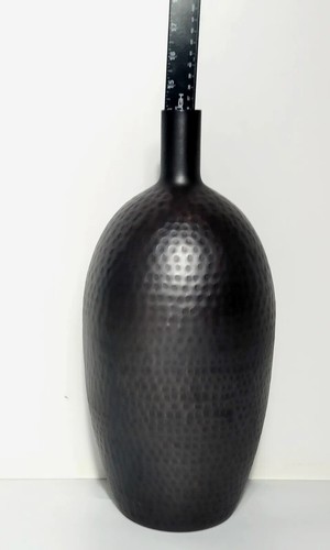 Antiqued Hammered Metal Flower VASE 6" x 14.25" Bottle Neck Decoration Textured - 第 2/24 張圖片