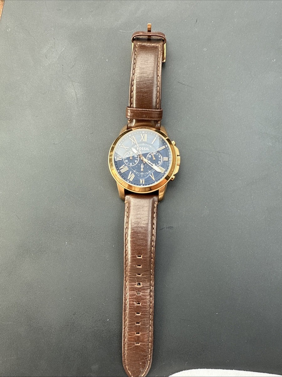 ブリストル Fossil FS5068 Grant Men's Wrist Watch Chronograph Brown Leather