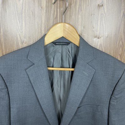 Marc Anthony Blazer Jacket Mens 38R Slim Gray Solid 100% Wool Double Vented