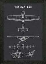 Cessna 152 Blueprint Framed Wall Art Poster Canvas Print Picture