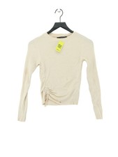 Vero Moda Damen Top XS Creme Viskose mit Nylon Langarm Rundhals Basic