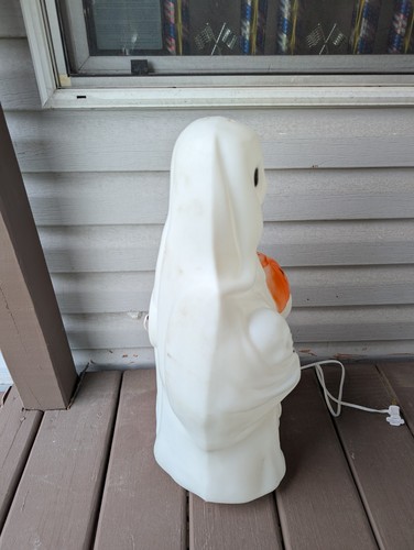 Vintage Empire Halloween Blow Mold Ghost w/ Skull Pumpkin Jack-O-Lantern 23" - Picture 3 of 9