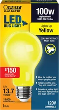Feit Electric A19 Outdoor LED Bug Light, 100-Watt Equivalent, Dimmable LED Light