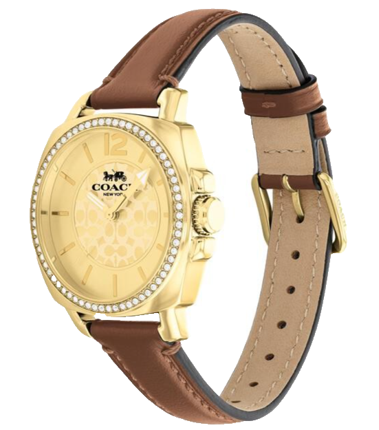 COACH BOYFRIEND 14504455 GOLD DIAL BROWN LEATHER STRAP 34MM  display picture 1