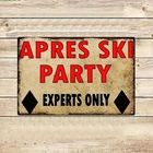 2D Vintage Ski Party Tin Metal Signs Home Décor 8x12 Suitable for Wall-Mounted