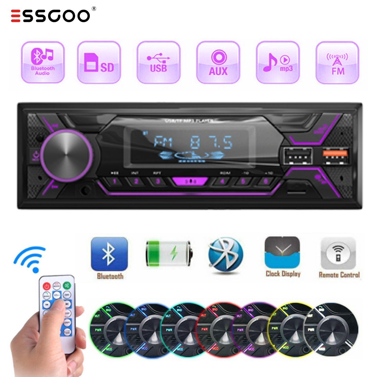 Autoradio 1 DIN Bluetooth con Vivavoce e Lettore MP3