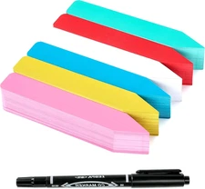 300 Pack 4 Plastic Plant Labels Garden Markers with Permanent Pen, Colorful