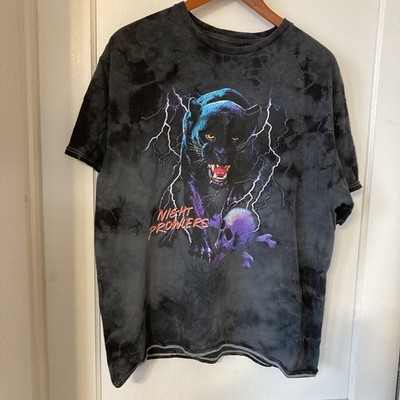 PacSun Vintage Tie-dye Night Prowlers Black Panther Graphic T-Shirt Size Large