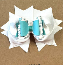 Beautiful Christmas bow with Light Blue Trees Inspired Hair Bow for girls