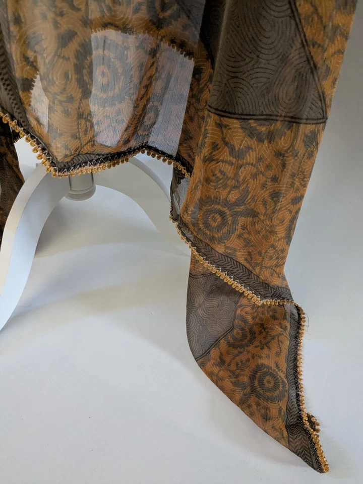 Kashmiri shawl Grey Orange Geometric scarf women's Size 80x40 - Image 4 of 4