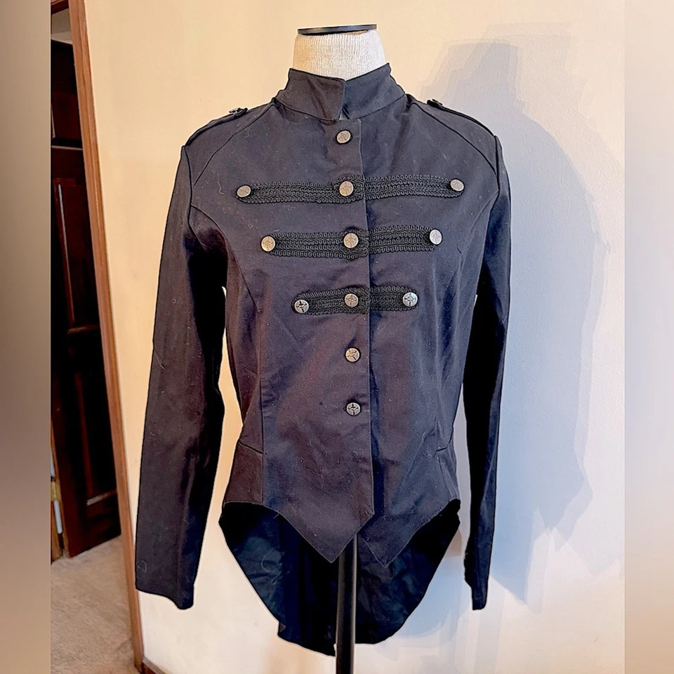 LIP SERVICE Vintage Negro Sgt Pimienta Militar Abrigo Gótico Punk Chaqueta XL NUEVO SIN ETIQUETAS Foto 2 de 4