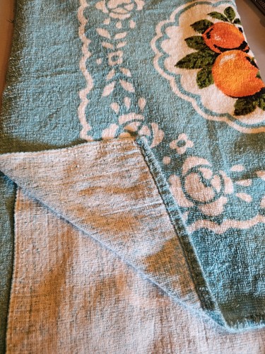 Vintage Terry Panno Arance Bundle e Turchese Blu Asciugamano da Picnic, Tovaglia - Foto 4 di 4