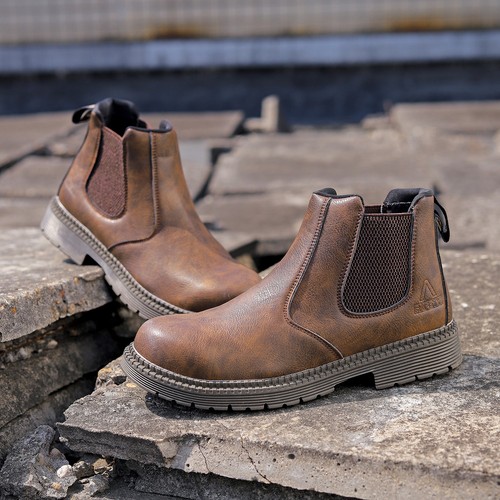 Scarpe antinfortunistiche da lavoro edilizia uomo punta acciaio sneaker antiforatura marrone - Foto 11 di 27