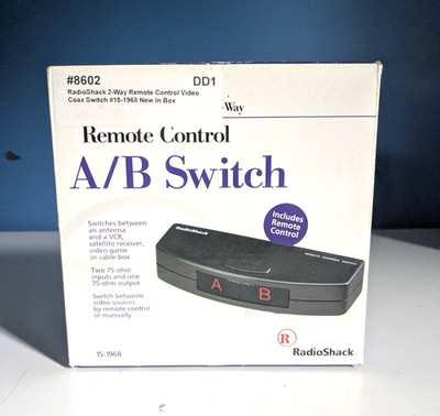 2-WAY RADIOSHACK A/B Switch 15-1968 With Remote & AC Adapter New Open Box