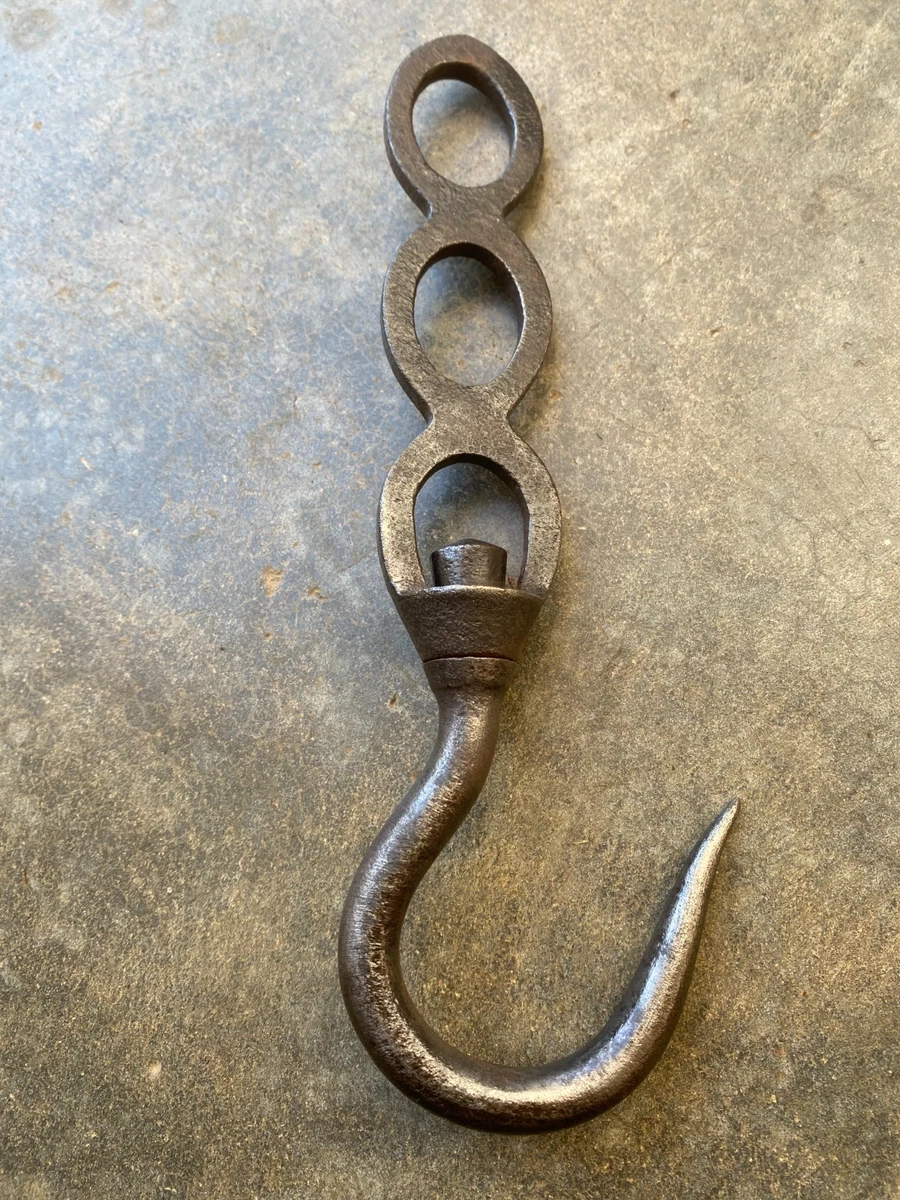 Lot De 2 Anciens Crochets De Boucher En Fer Forgé - Déco Cuisine Rustique