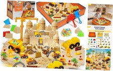 38 Pcs Sand Construction Kit with Big Foldable Sandbox with 2.2Ibs Magic