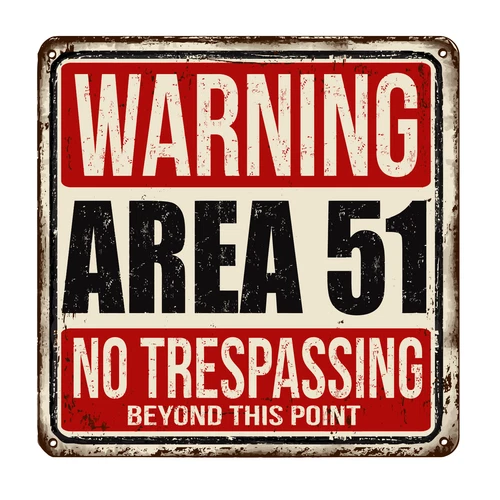 Area 51 Alien Abduction UFO Sign Self Adhesive Vinyl Sticker