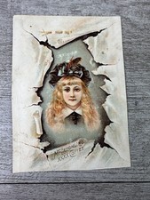 McLaughlin's XXXX Coffee Victorian Trade Card Girl Torn Paper Ad Antique c1890