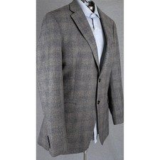 Ralph Lauren Mens 42L Slim Fit Wool Sport Coat Grey Glen Plaid Blazer