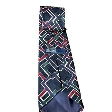 VTG Polo Ralph Lauren Handmade Neck Tie USA Made Geometric Blue Men