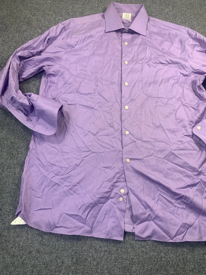 Camisa Ike Behar Para Hombre 15.5-33 Rayas Manga Larga Abotonada Púrpura Foto 2 de 4